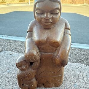 Hand‑Carved Mexican Wood Sculpture • Signed J. Pinal • Folk Art Figurine VTGE
